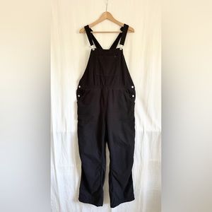 Everlane Black Long Canvas Overalls Size 14 Silver Buttons with Pockets